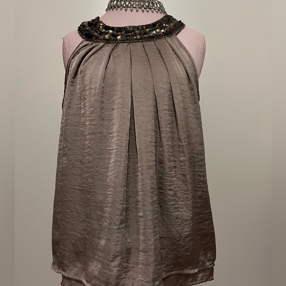 Adiva brown sequin detail tank top in size large